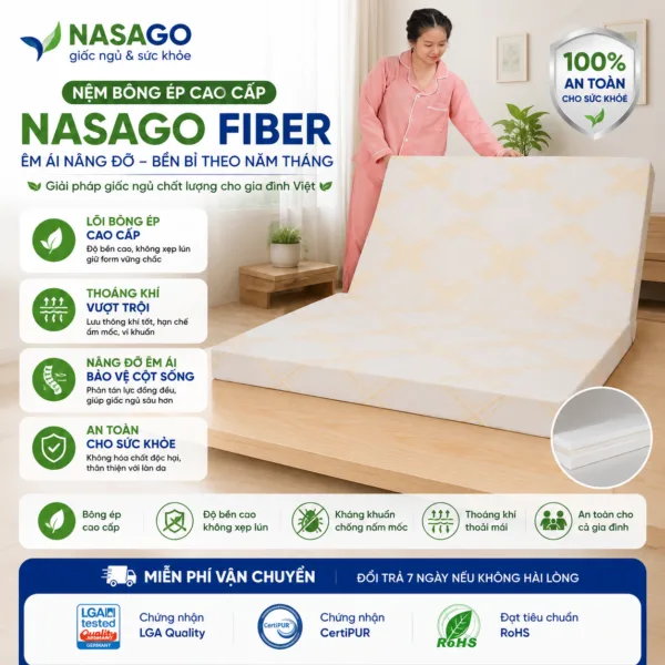 Nệm Bông Ép Cao Cấp NASAGO Fiber