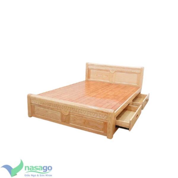 giường ngủ gỗ sồi có hộc kéo