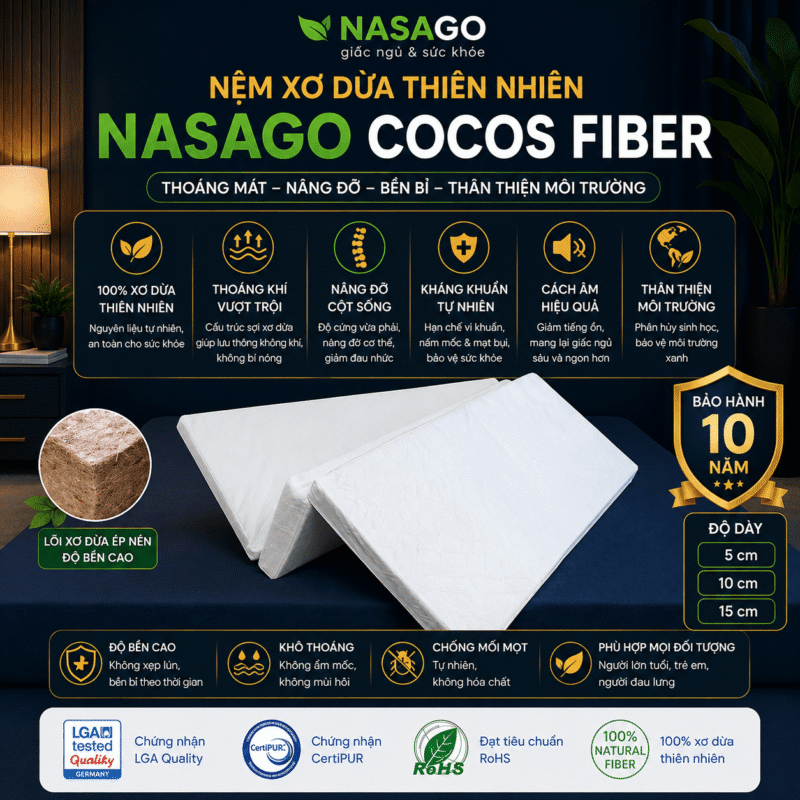 Nệm Xơ Dừa Thiên Nhiên NASAGO Cocos Fiber