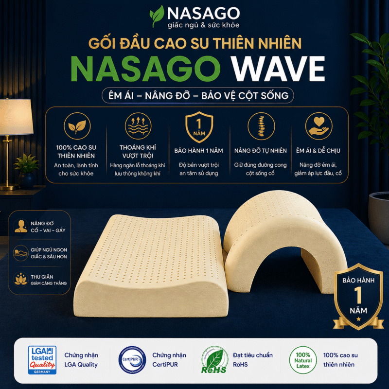 Gối Đầu Cao Su Gợn Sóng NASAGO Wave