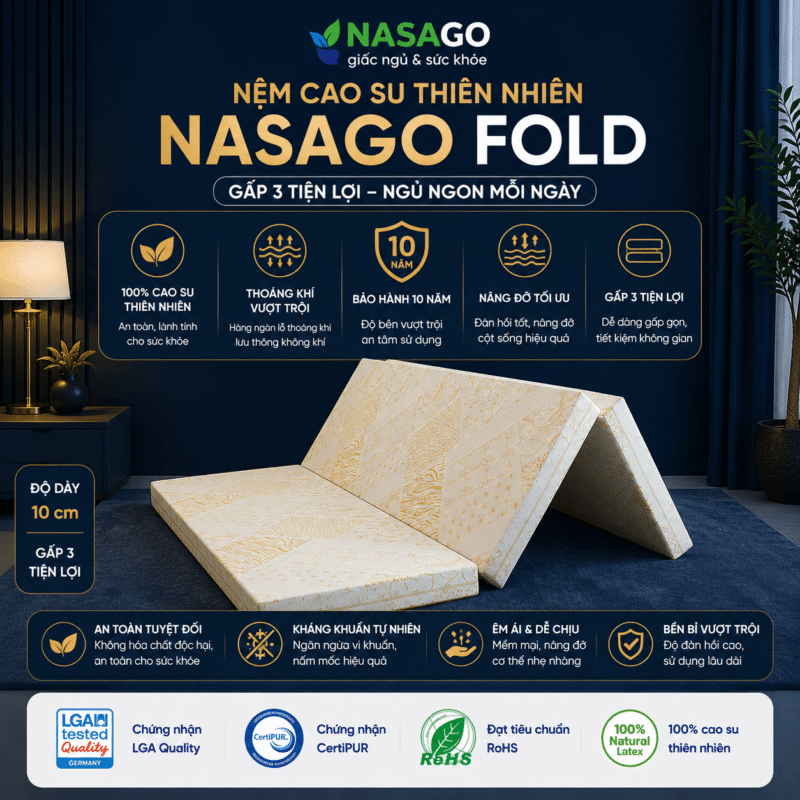 Nệm Cao Su Gấp 3 NASAGO Fold