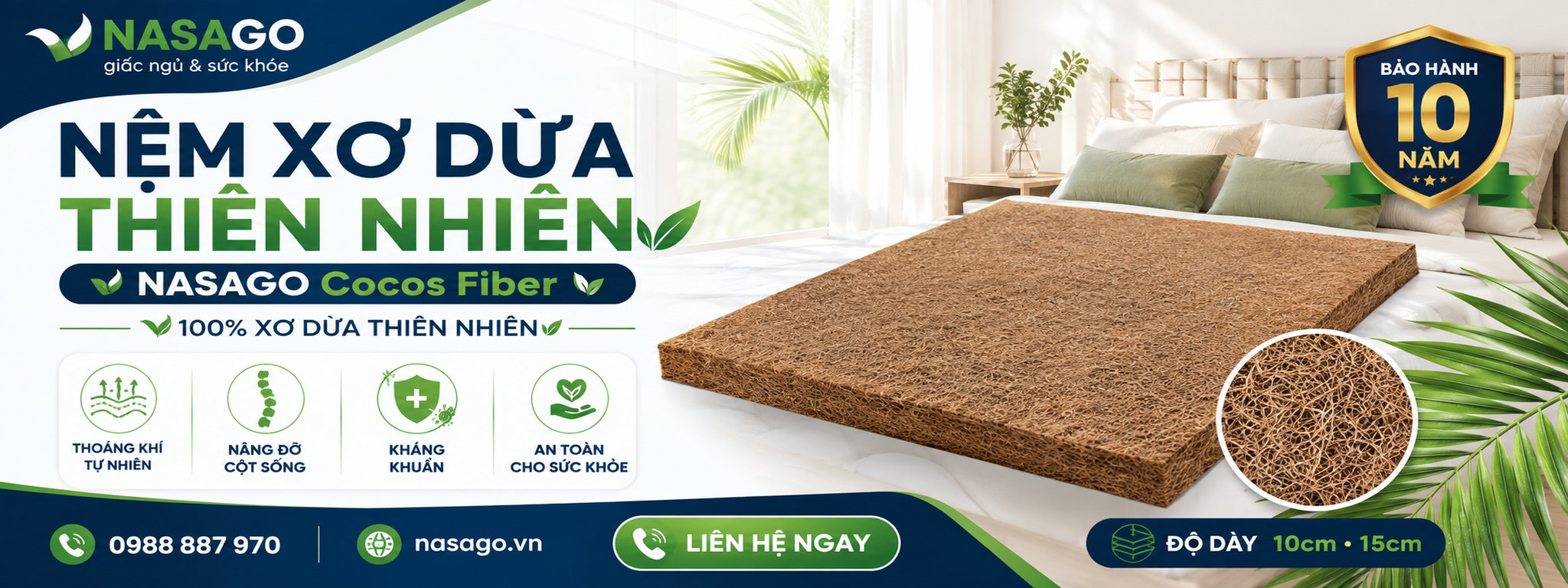 Nệm xơ dừa thiên nhiên chất lượng giá tốt